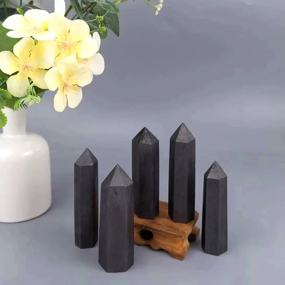 Bastão de Shungite Russa Autêntica - Proteção EMF e Purificação Energética | 7-9cm