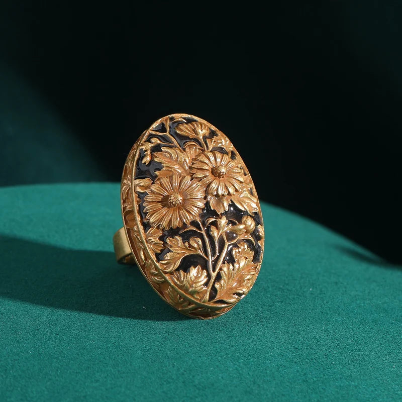 Anel de Cobre - Art Deco Girassol de Van Gogh