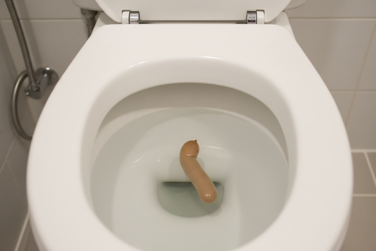 Exemplo educacional de fezes tipo 4 saudável segundo a Escala de Bristol - referência clínica para saúde intestinal