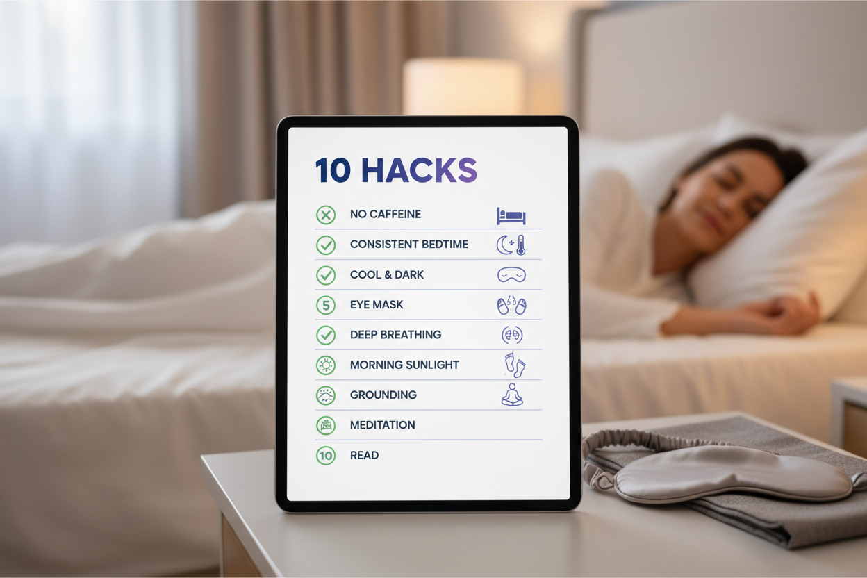 Checklist de 10 hacks para dormir melhor com produtos e técnicas naturais