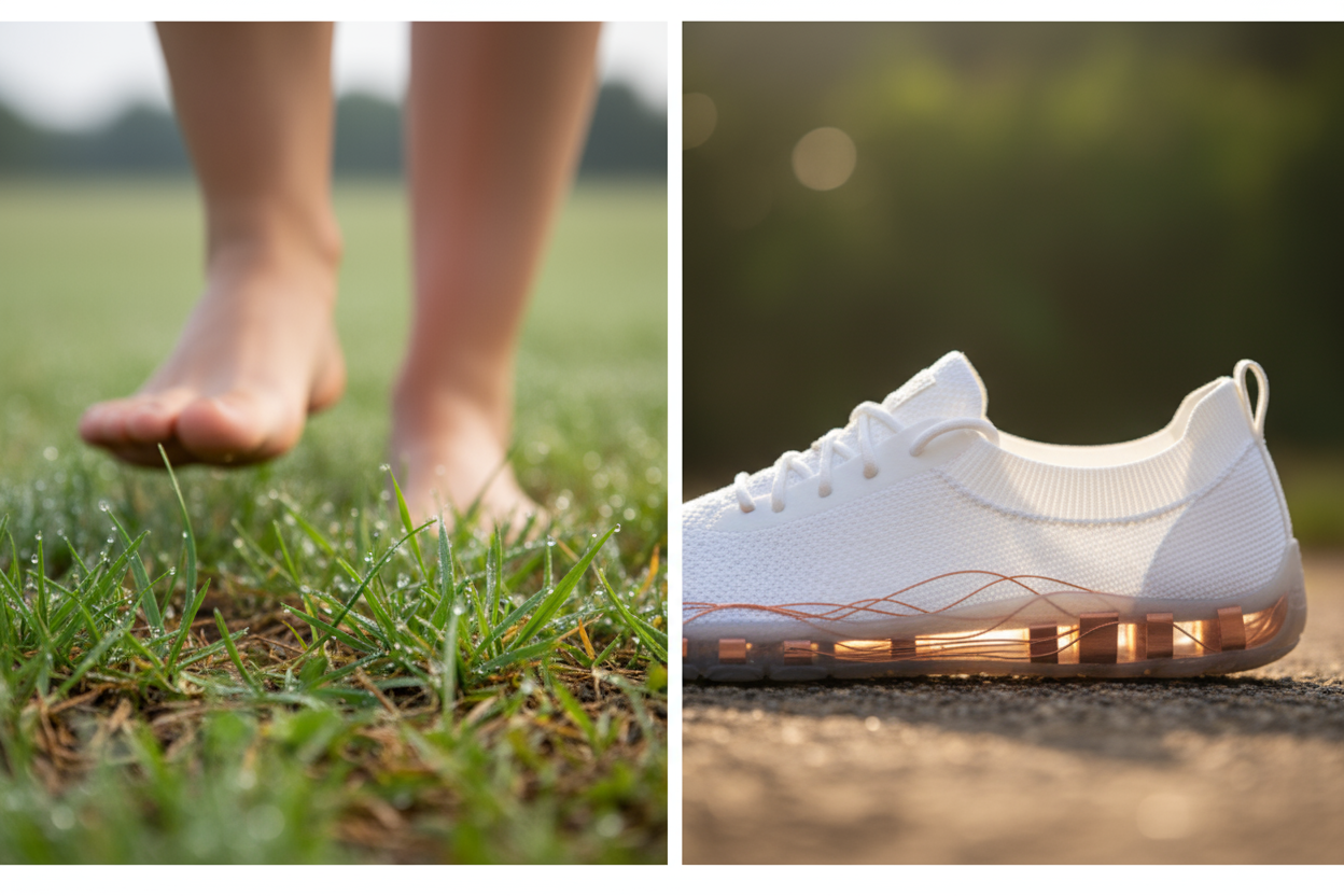 Tênis Barefoot com Cobre: Guia Completo Sobre Saúde dos Pés e Aterramento Natural | Ciência e Prática