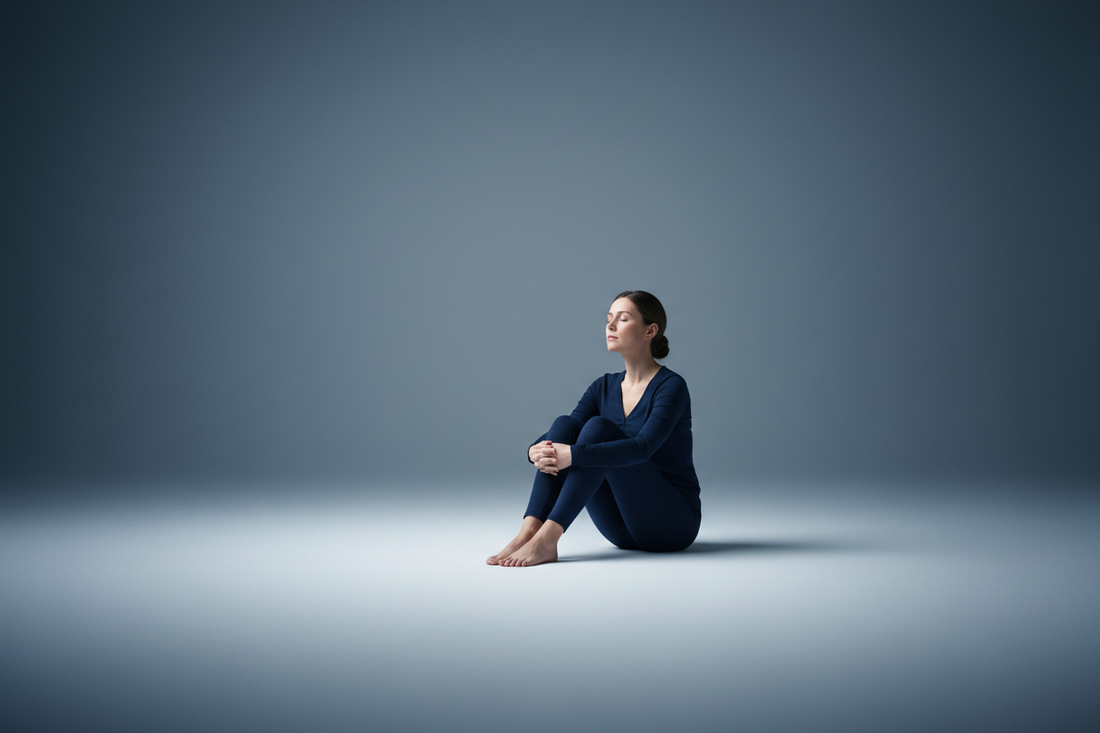 Figura humana em quietude profunda representando silêncio interior como paz e presença consciente