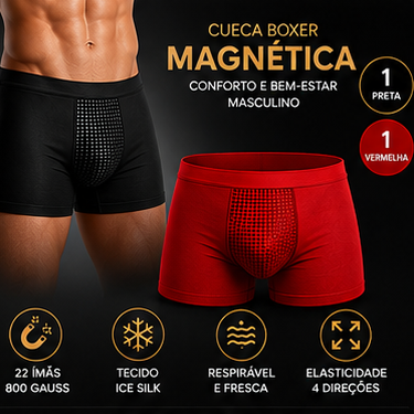 Cueca Boxer Magnética | Conforto e Bem-Estar Masculino | Kit 2 Peças