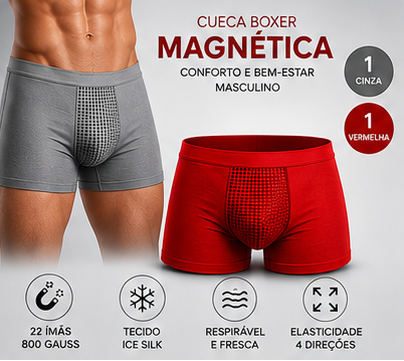 Cueca Boxer Magnética | Conforto e Bem-Estar Masculino | Kit 2 Peças