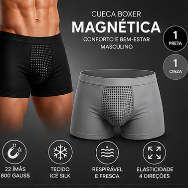 Cueca Boxer Magnética | Conforto e Bem-Estar Masculino | Kit 2 Peças
