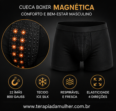 Cueca Boxer Magnética | Conforto e Bem-Estar Masculino | Kit 2 Peças