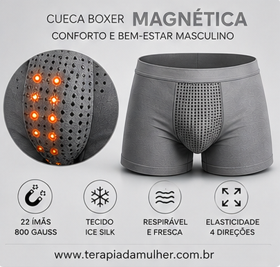 Cueca Boxer Magnética | Conforto e Bem-Estar Masculino | Kit 2 Peças
