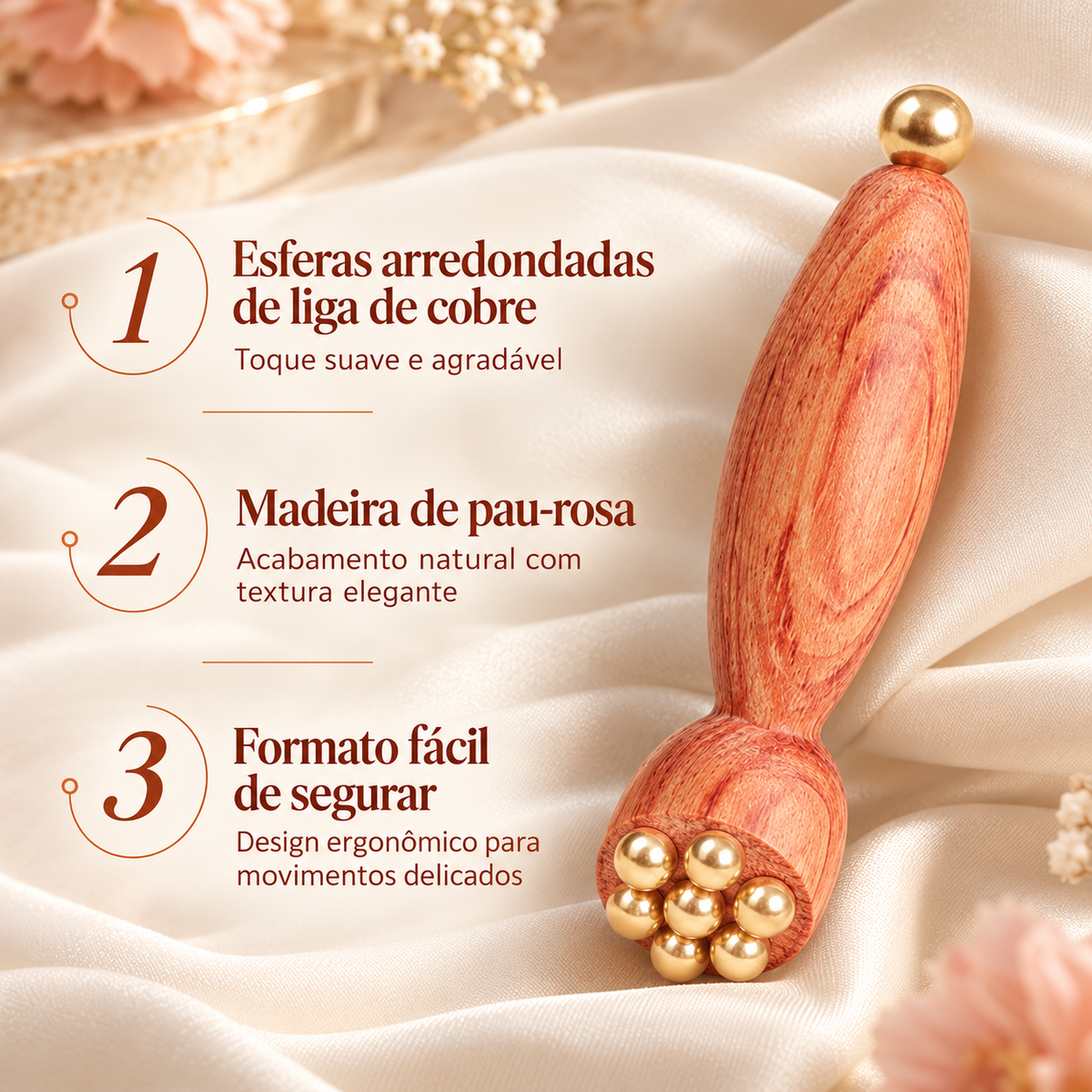 AuraComb™ Facial - Massageador Guasha de Liga de Cobre e Pau-rosa