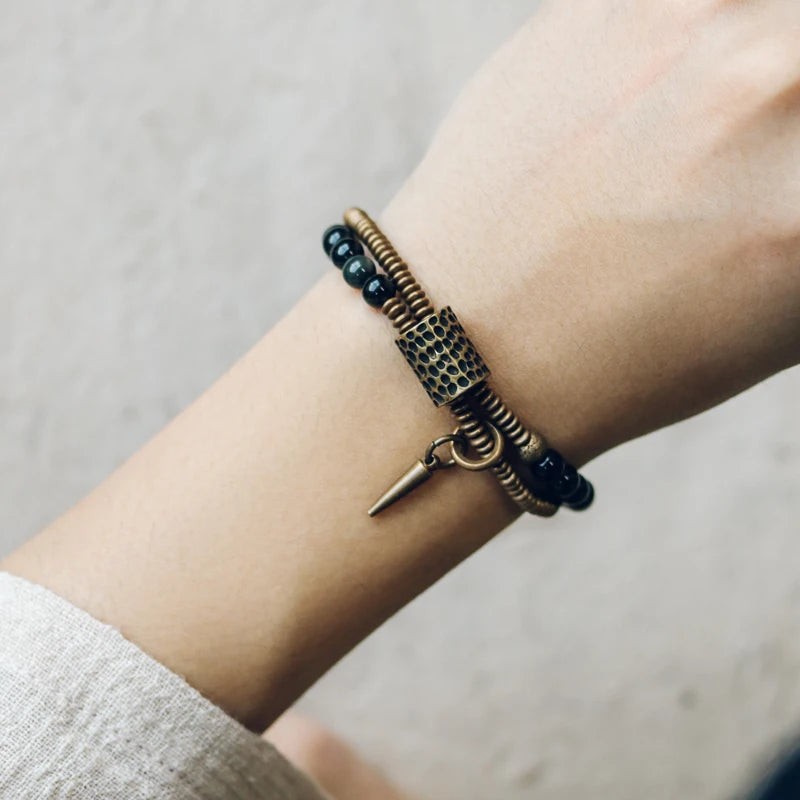 Pulseira de Cobre com Obsidiana - Rainbow Desert