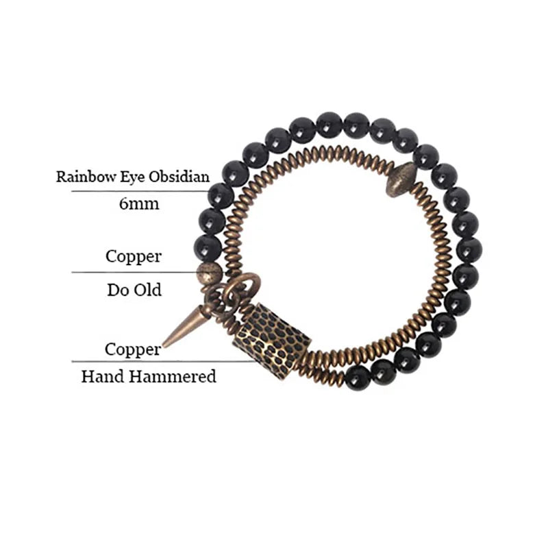 Pulseira de Cobre com Obsidiana - Rainbow Desert