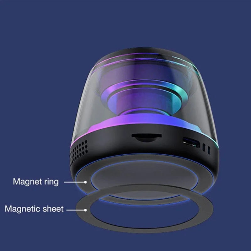 Caixa de Som Bluetooth Portátil com LED RGB | Magnética, à Prova d'Água e Mini Speaker