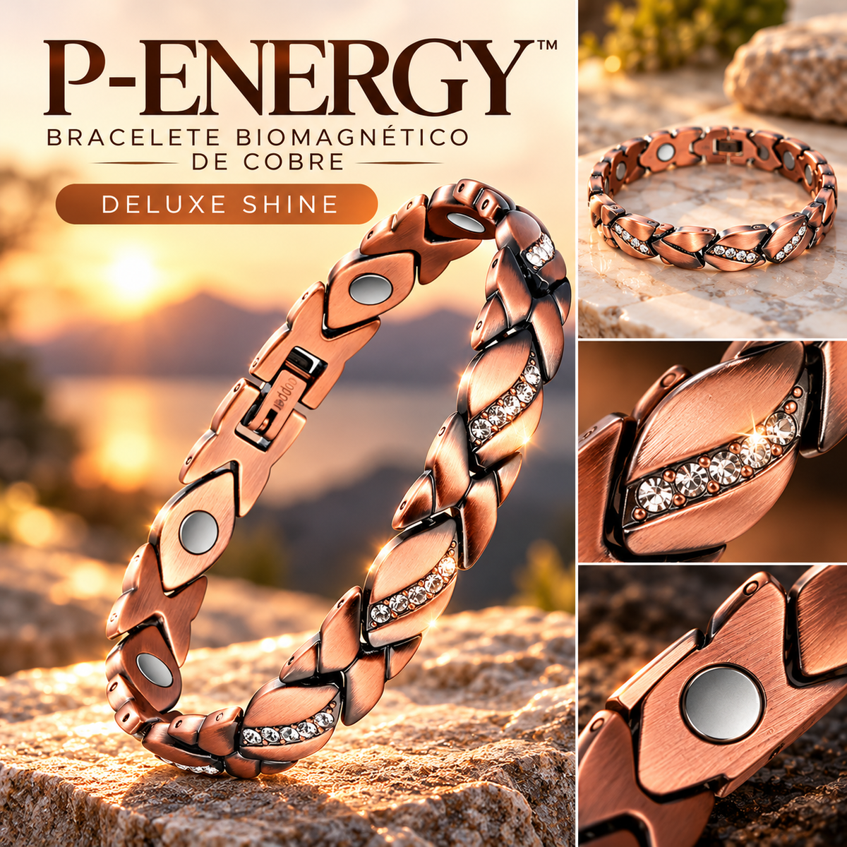 P-Energy - Bracelete Biomagnético de Cobre | Energia Vital e Beleza Natural