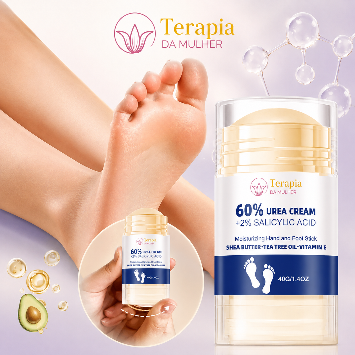 Bastão Hidratante 60% Ureia - Mãos e Pés | Terapia da Mulher