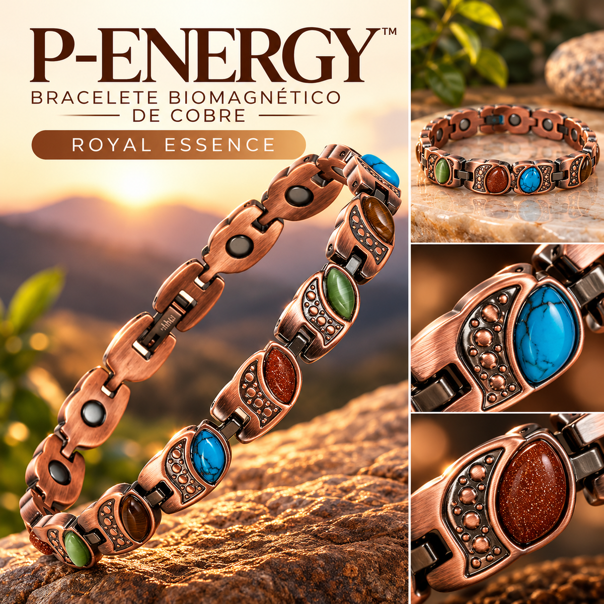 P-Energy - Bracelete Biomagnético de Cobre | Energia Vital e Beleza Natural