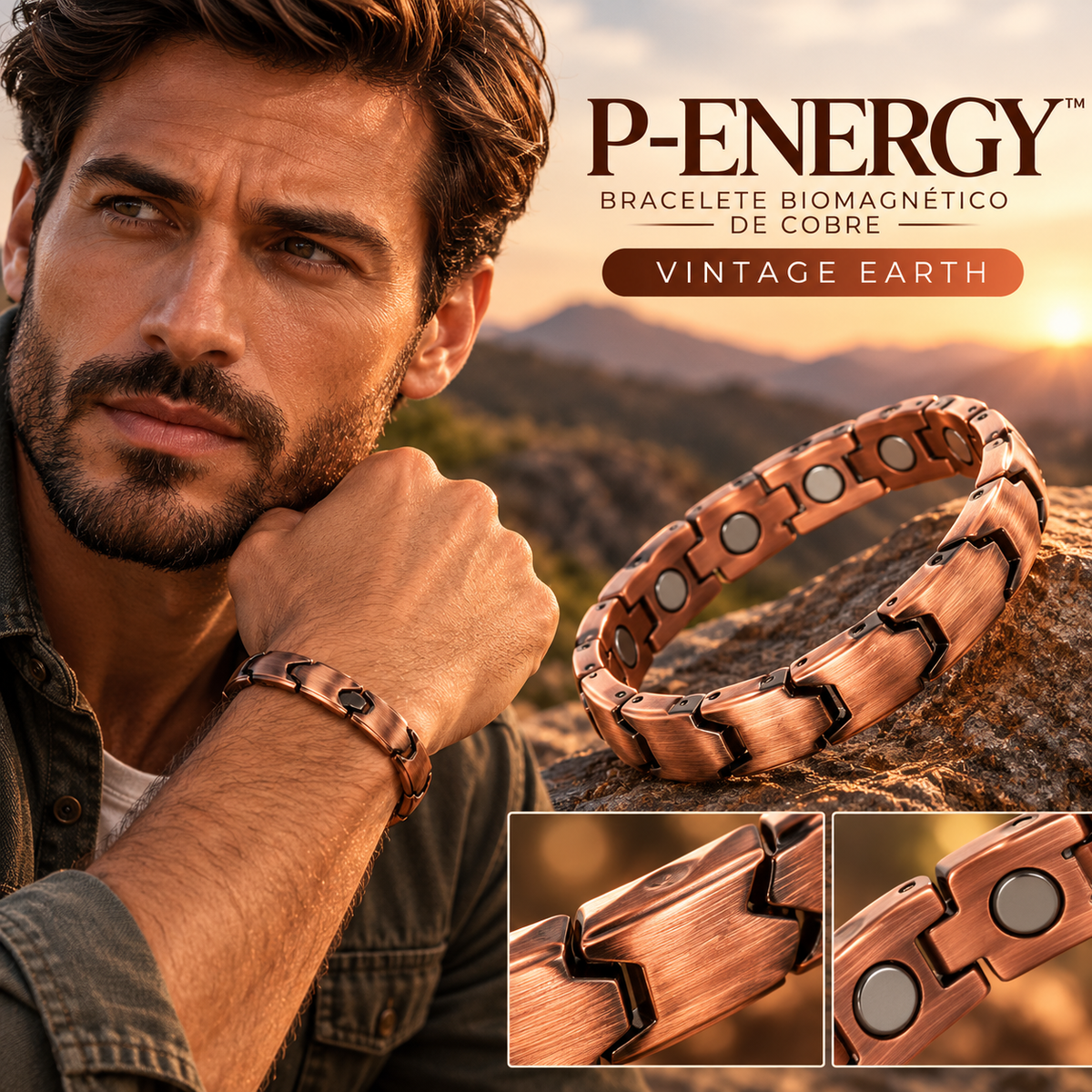 P-Energy - Bracelete Biomagnético de Cobre | Energia Vital e Beleza Natural