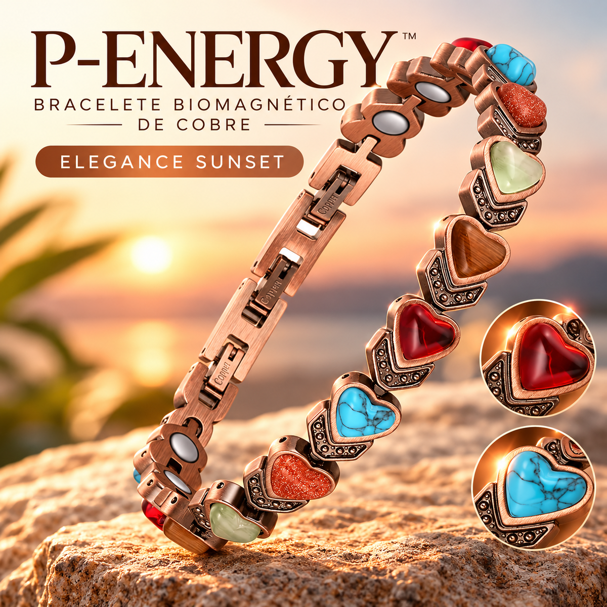 P-Energy - Bracelete Biomagnético de Cobre | Energia Vital e Beleza Natural