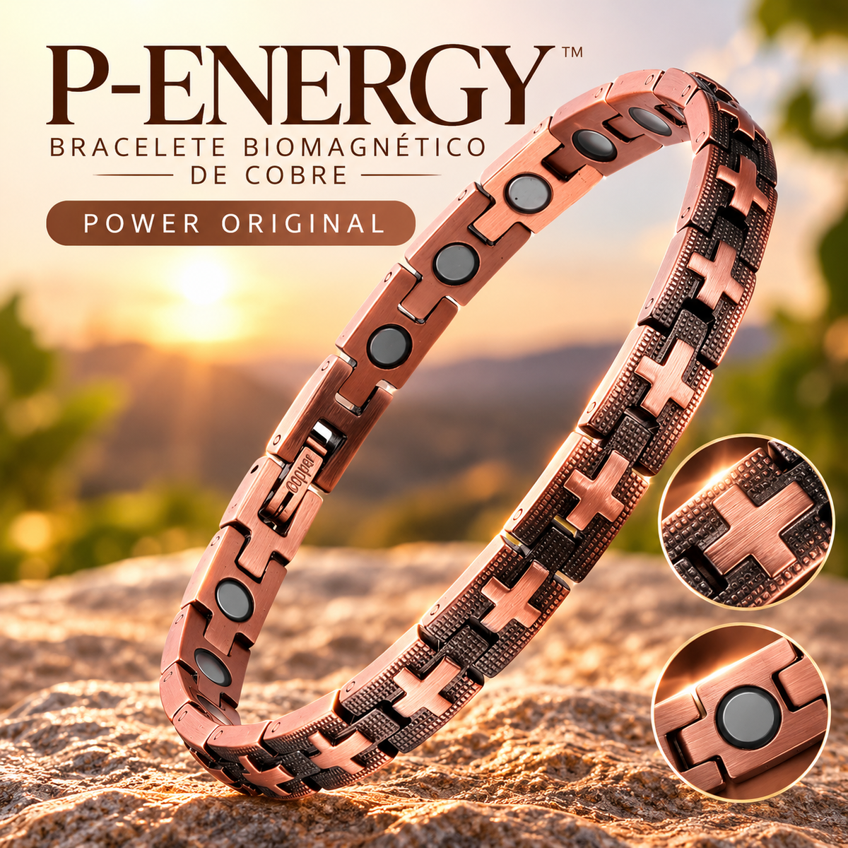 P-Energy - Bracelete Biomagnético de Cobre | Energia Vital e Beleza Natural