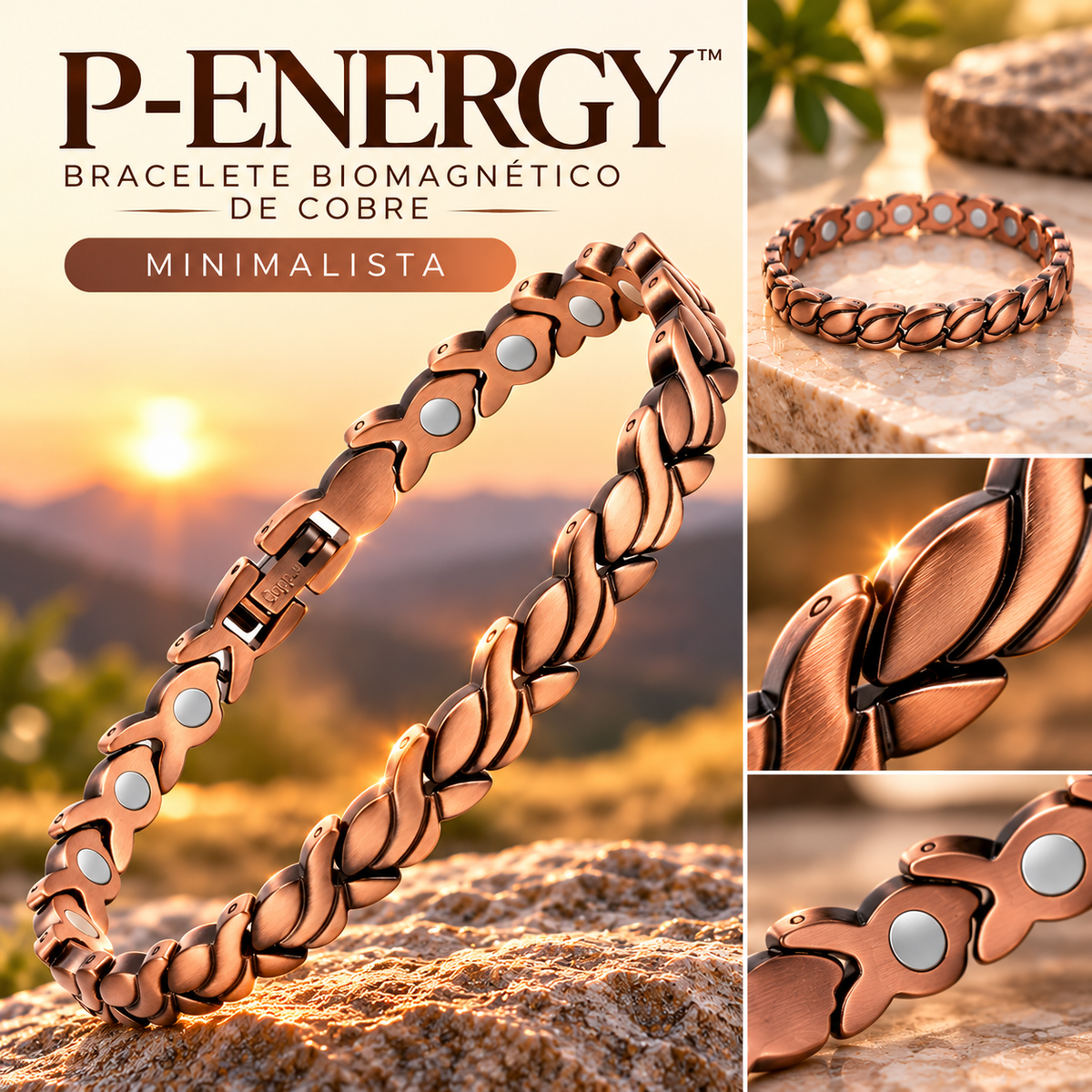 P-Energy - Bracelete Biomagnético de Cobre | Energia Vital e Beleza Natural