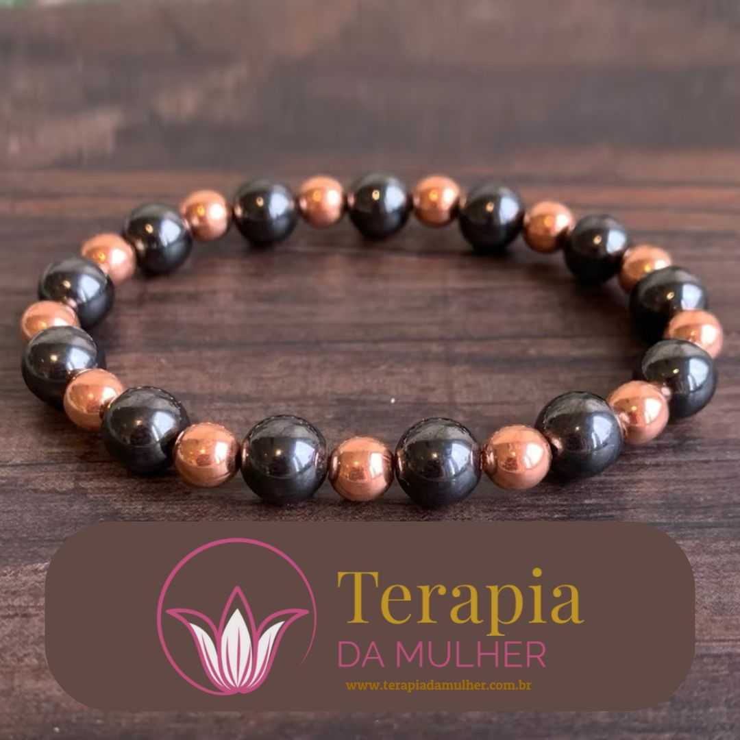 Bracelete de cobre com hematita - Terapia da Mulher