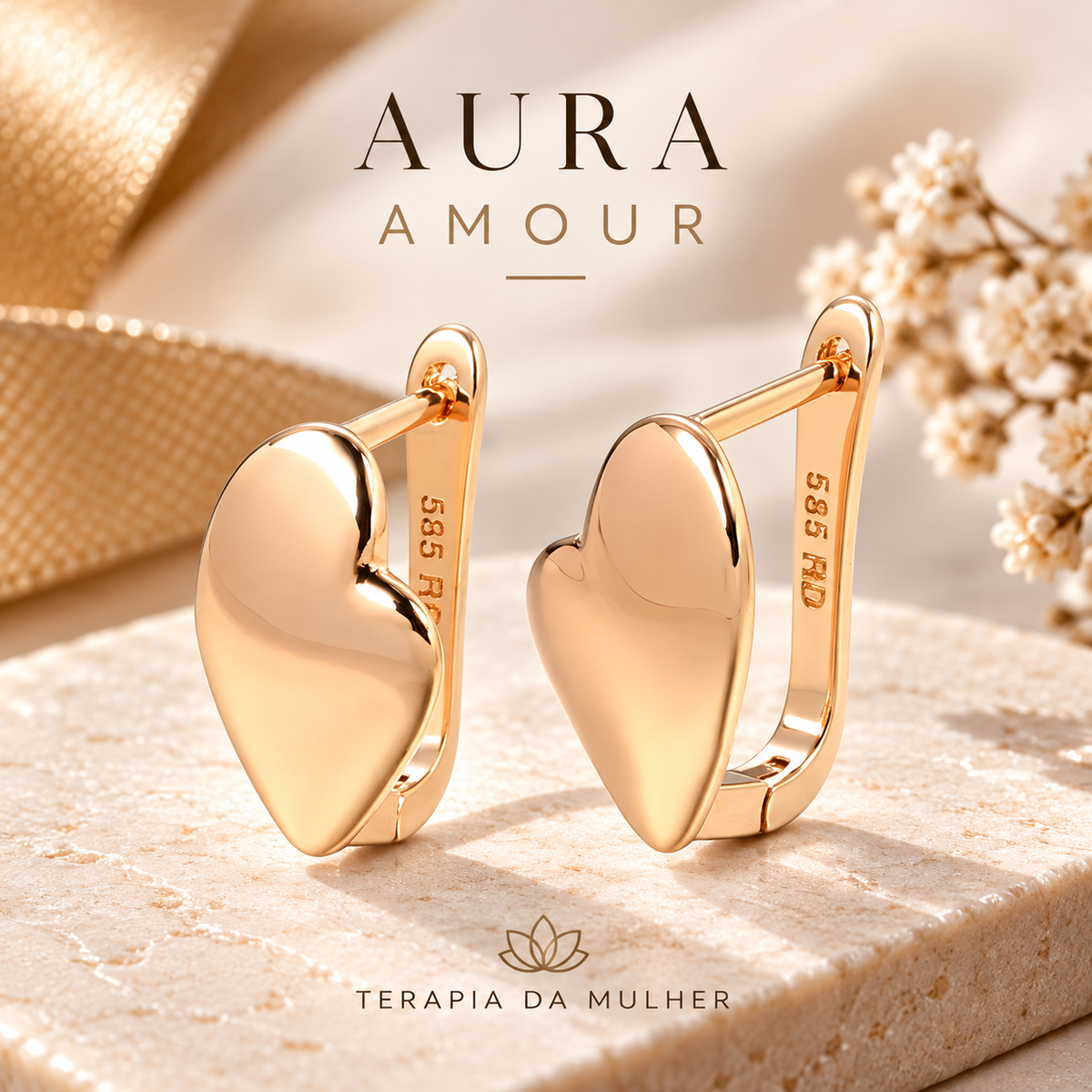 Brincos de Cobre Banhados a Ouro 585 | Aura Dourada