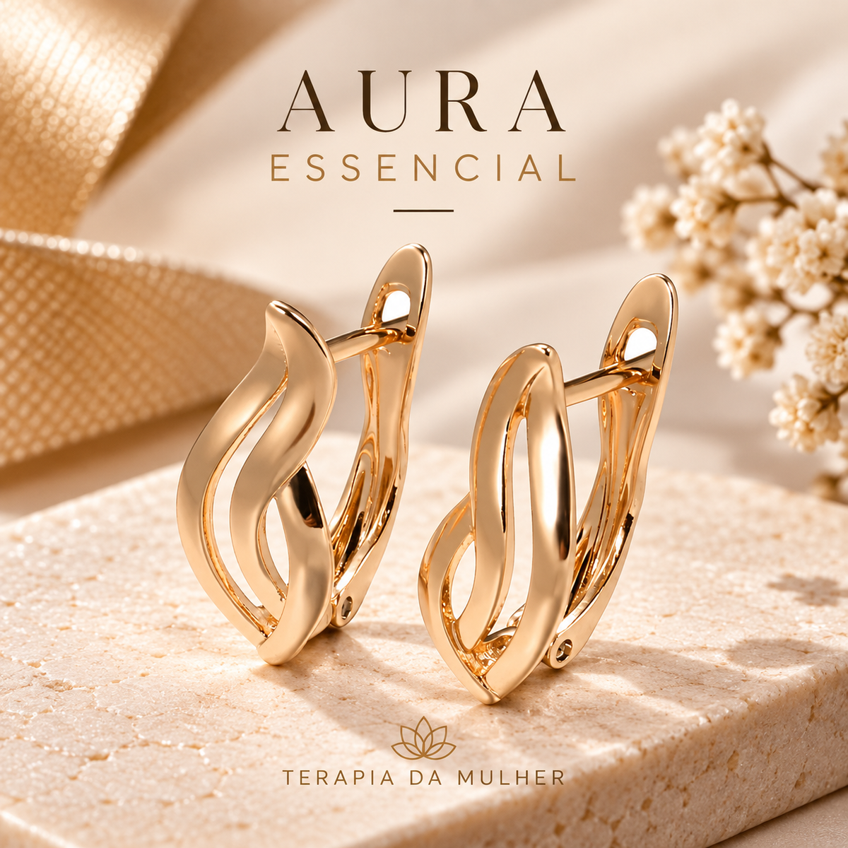 Brincos de Cobre Banhados a Ouro 585 | Aura Dourada
