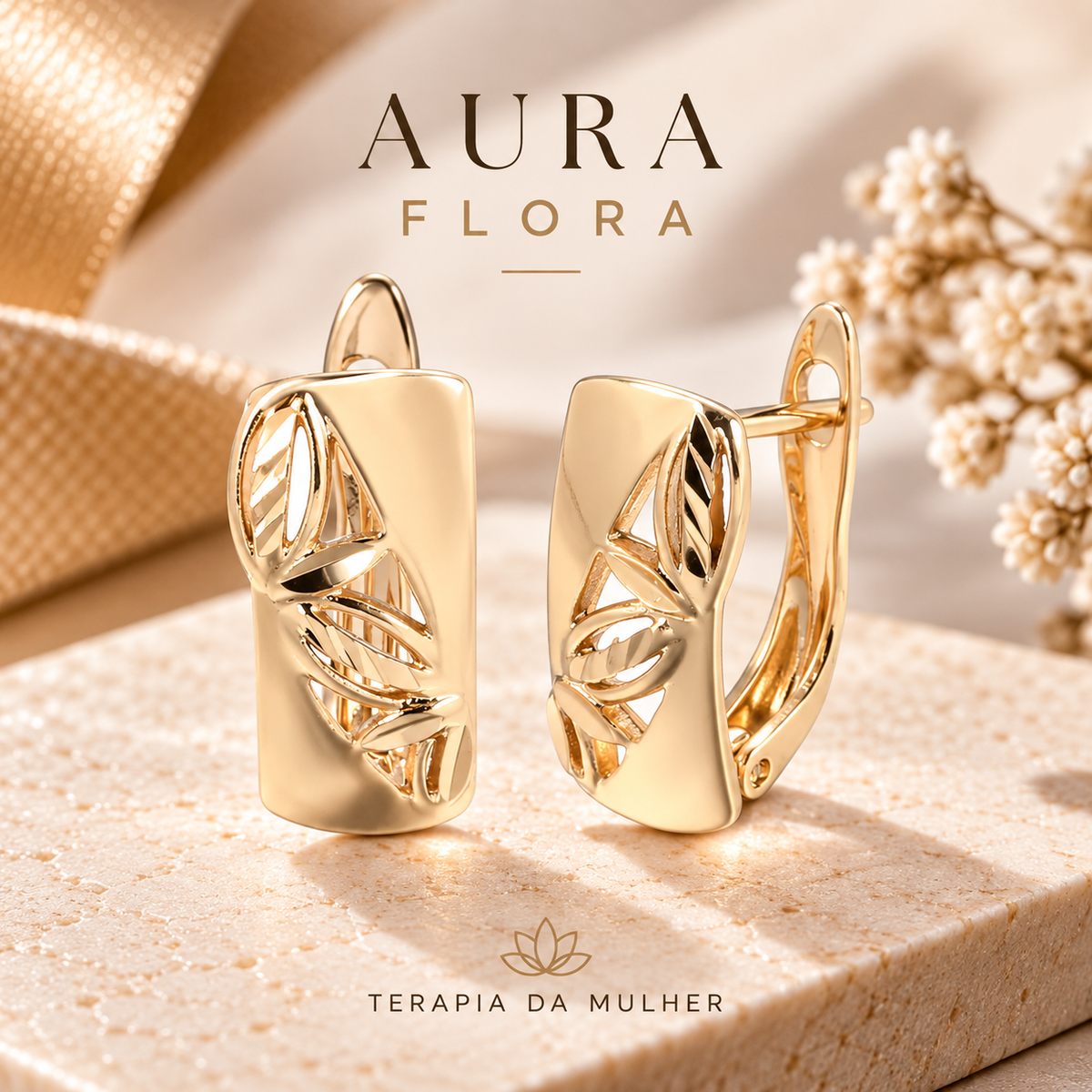 Brincos de Cobre Banhados a Ouro 585 | Aura Dourada