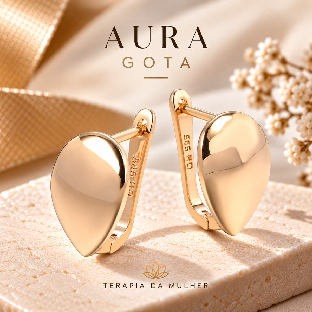 Brincos de Cobre Banhados a Ouro 585 | Aura Dourada