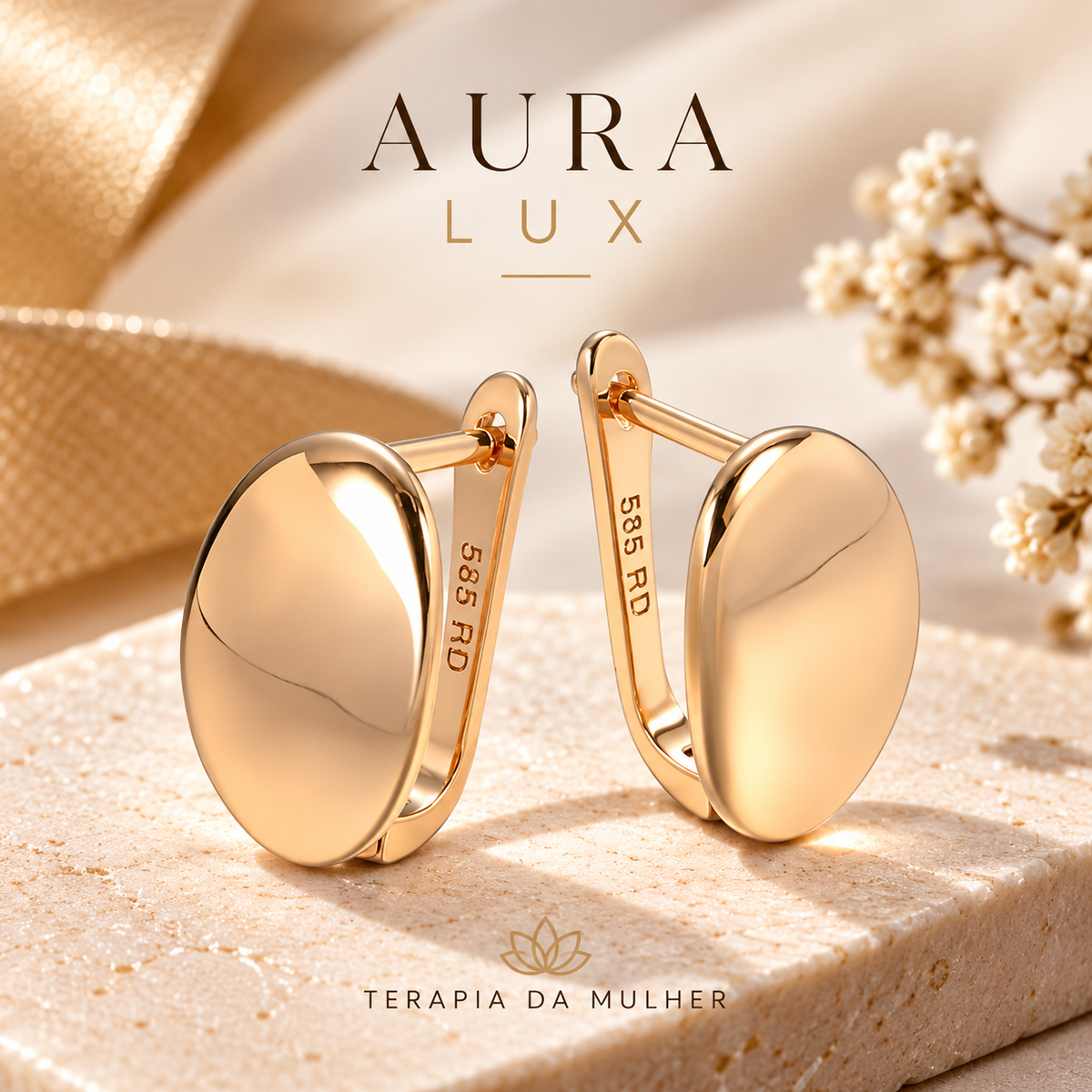 Brincos de Cobre Banhados a Ouro 585 | Aura Dourada
