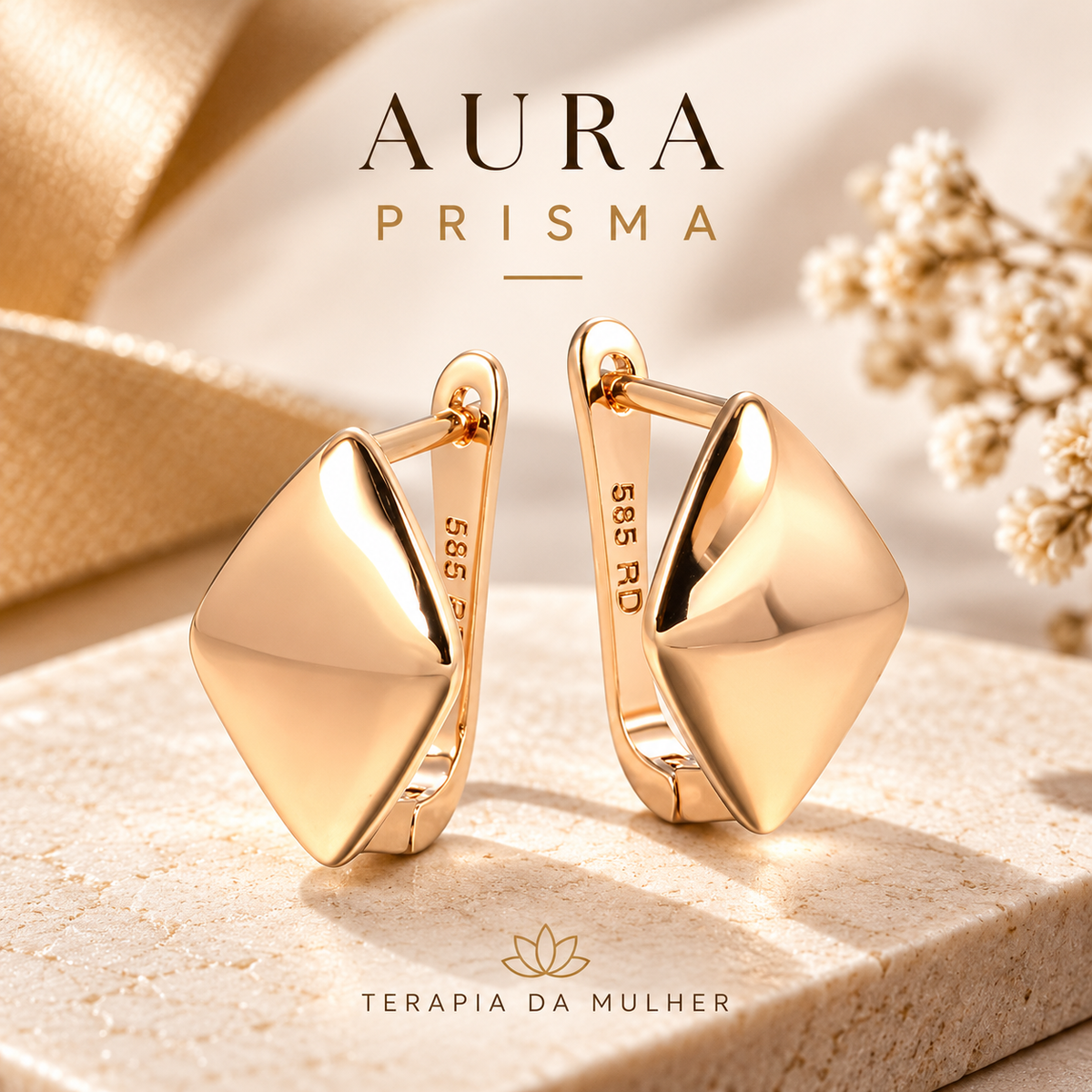 Brincos de Cobre Banhados a Ouro 585 | Aura Dourada