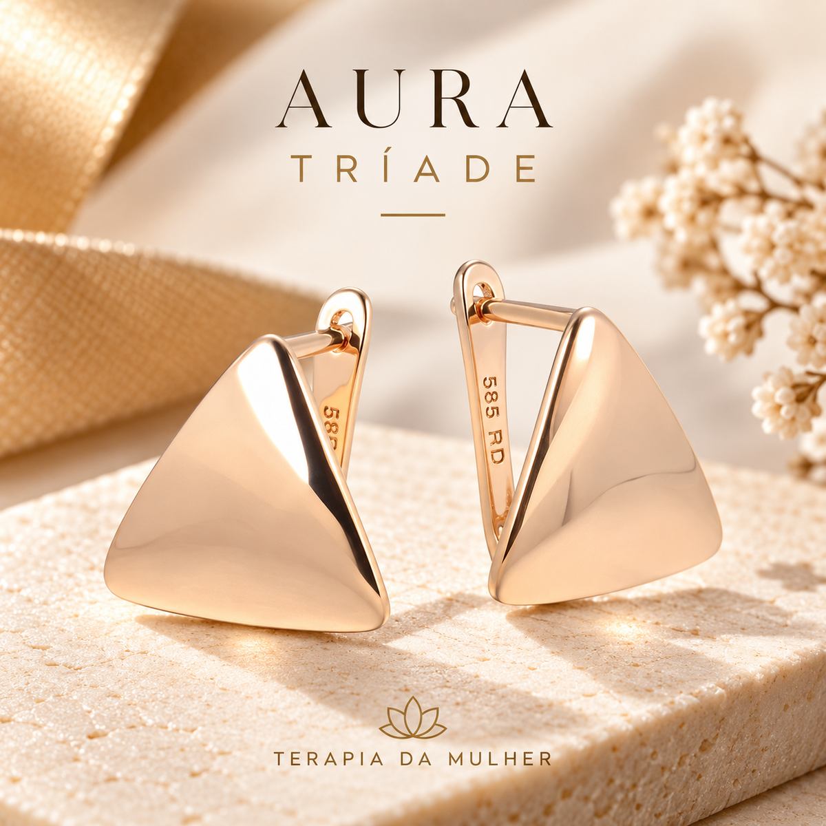 Brincos de Cobre Banhados a Ouro 585 | Aura Dourada