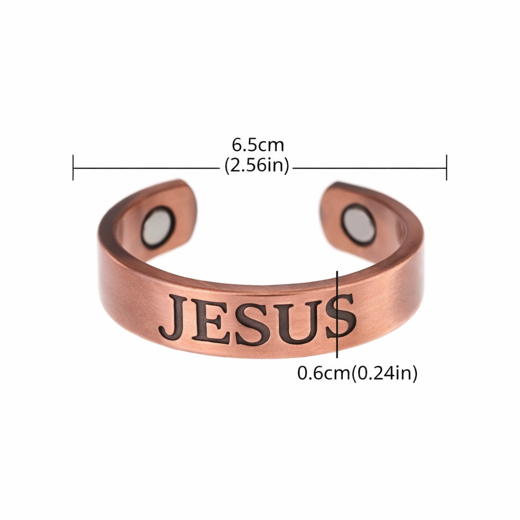 Kit Atacado 50 Anéis Jesus Cristo - Cobre Puro 99.9% com Magnetos | Revenda