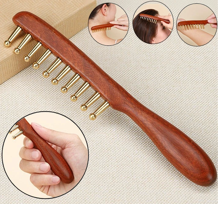 AuraComb™ - Pente Bioenergético Madeira e Cobre | Bem-estar