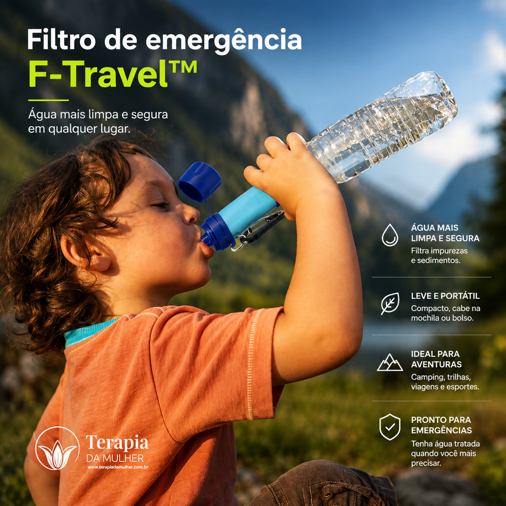 F-Travel™ | Filtro de Água Portátil para Viagens, Camping e Emergências