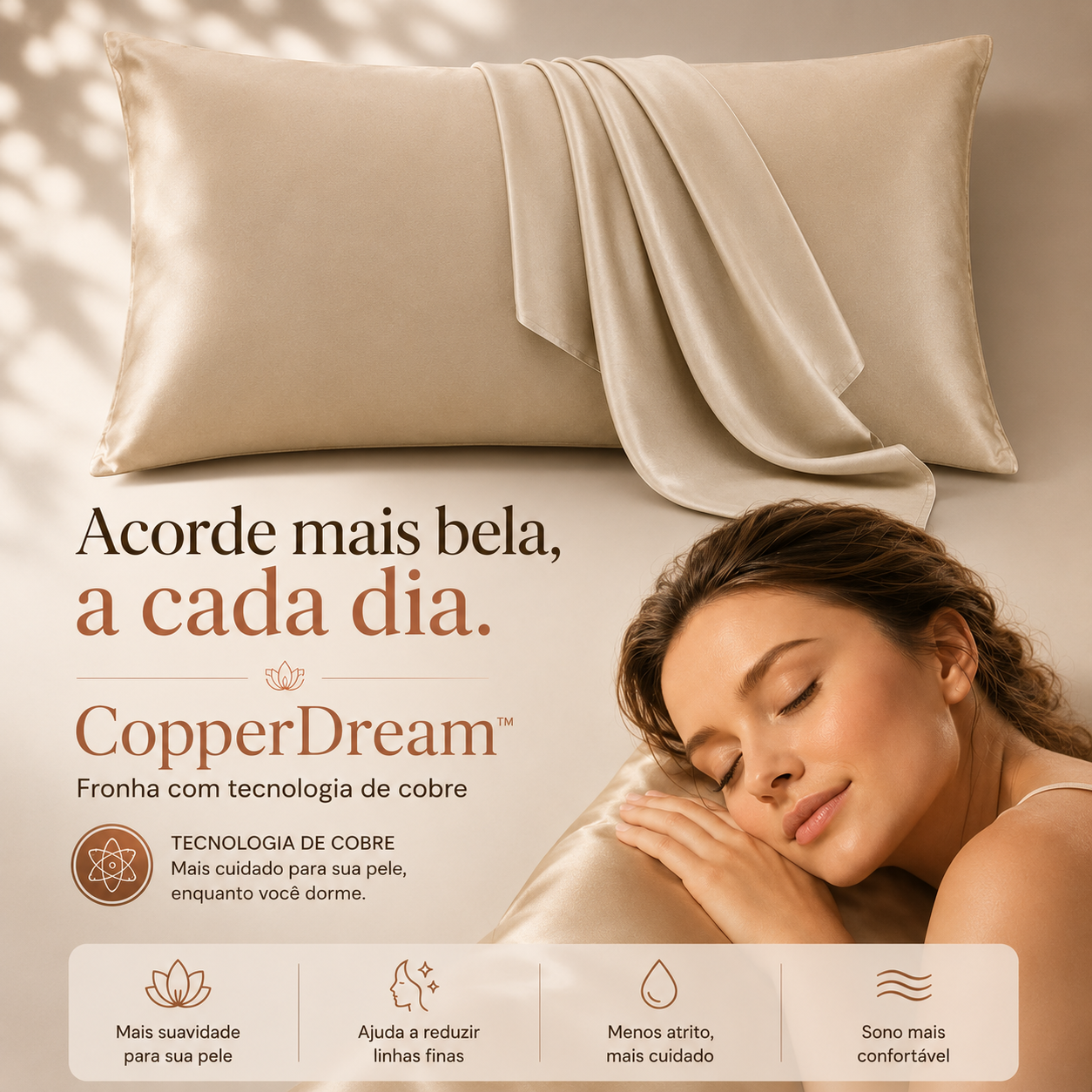 Fronha Anti-Envelhecimento com Tecnologia de Cobre | Regeneração Noturna - CopperDream™