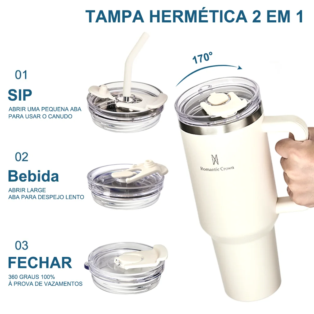 Garrafa Térmica Inox 1200ml com Canudo