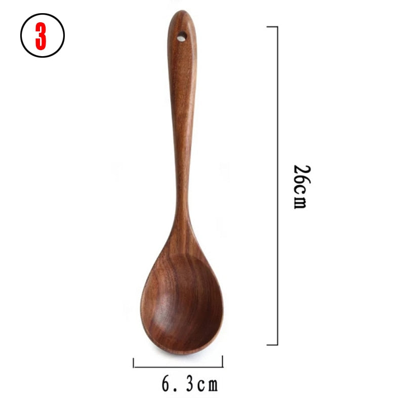 Juego de cucharas de madera tailandesas