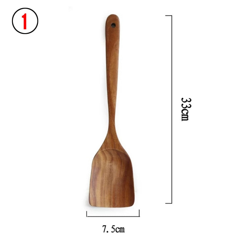 Juego de cucharas de madera tailandesas