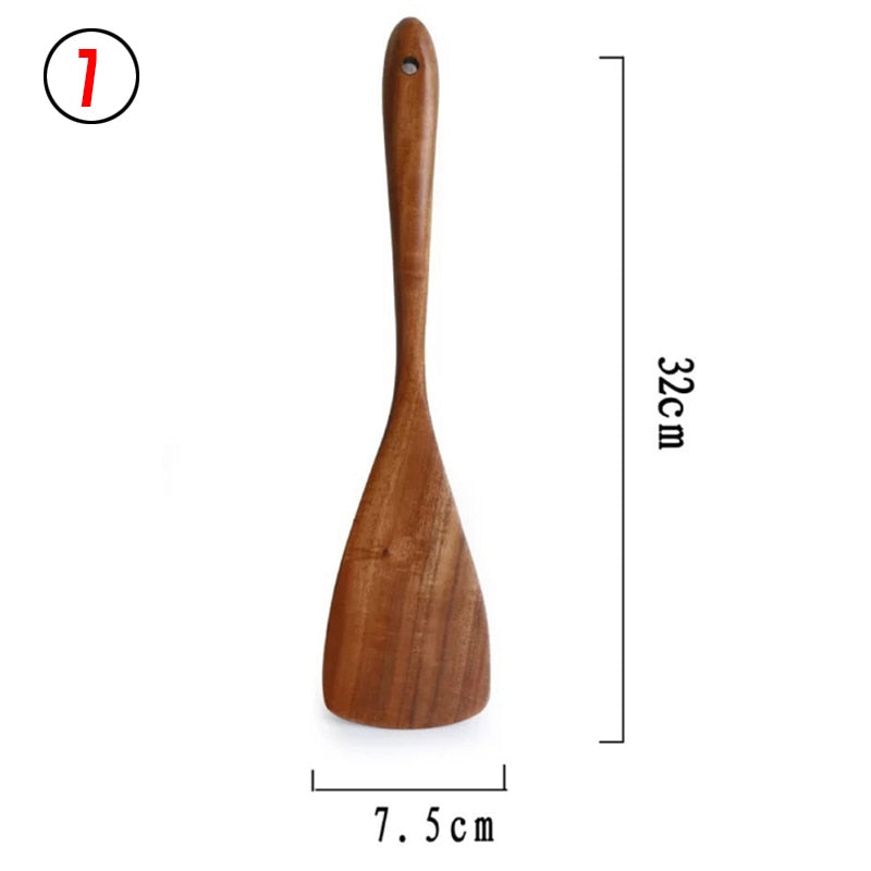 Juego de cucharas de madera tailandesas