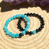 Braceletes de Shungite e Amazonite - 2 pçs