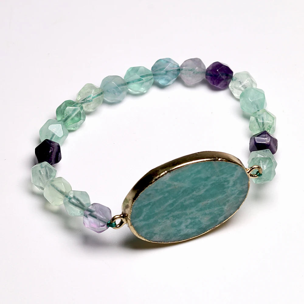 Bracelete Amazonite e Fluorite - Yoga Healing