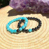 Braceletes de Shungite e Amazonite - 2 pçs