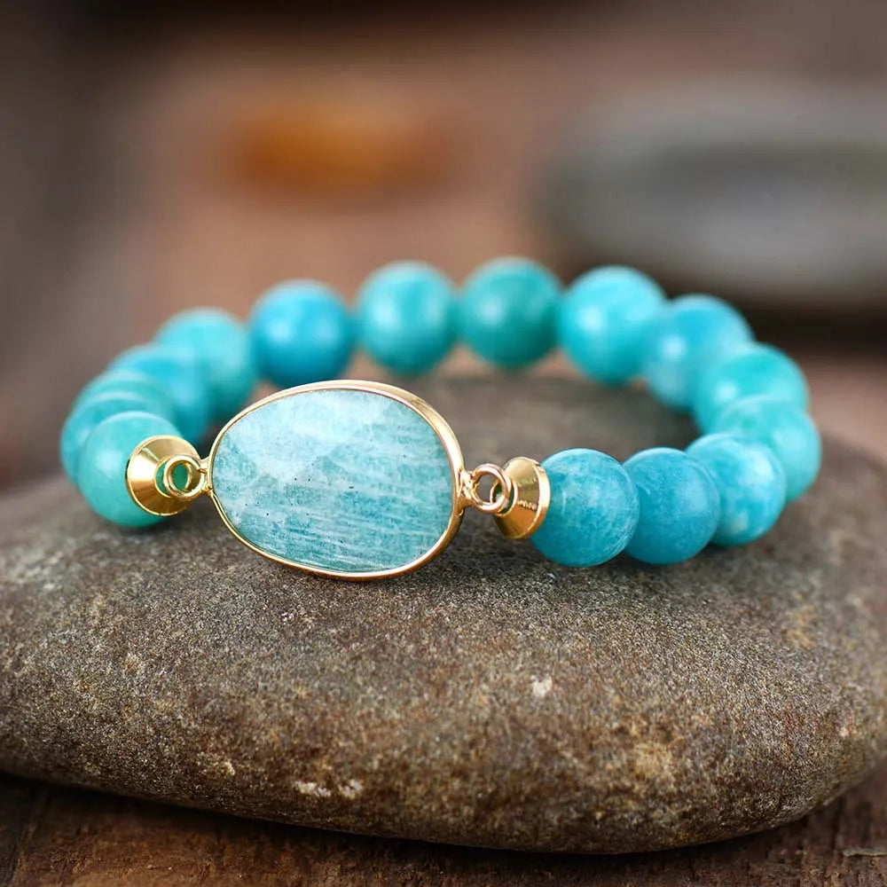 NefertariFlow™ - Bracelete Sagrado de Amazonita | Desperte Sua Deusa Interior