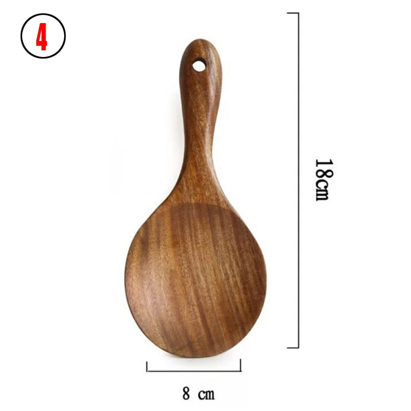 Juego de cucharas de madera tailandesas