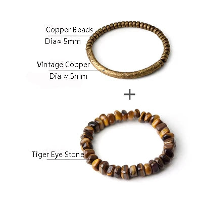 TigerLux - Bracelete de Olho de Tigre e Cobre Premium