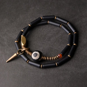 Pulseira Tibetana de Cobre com Ágata Negra - Terapia da Mulher