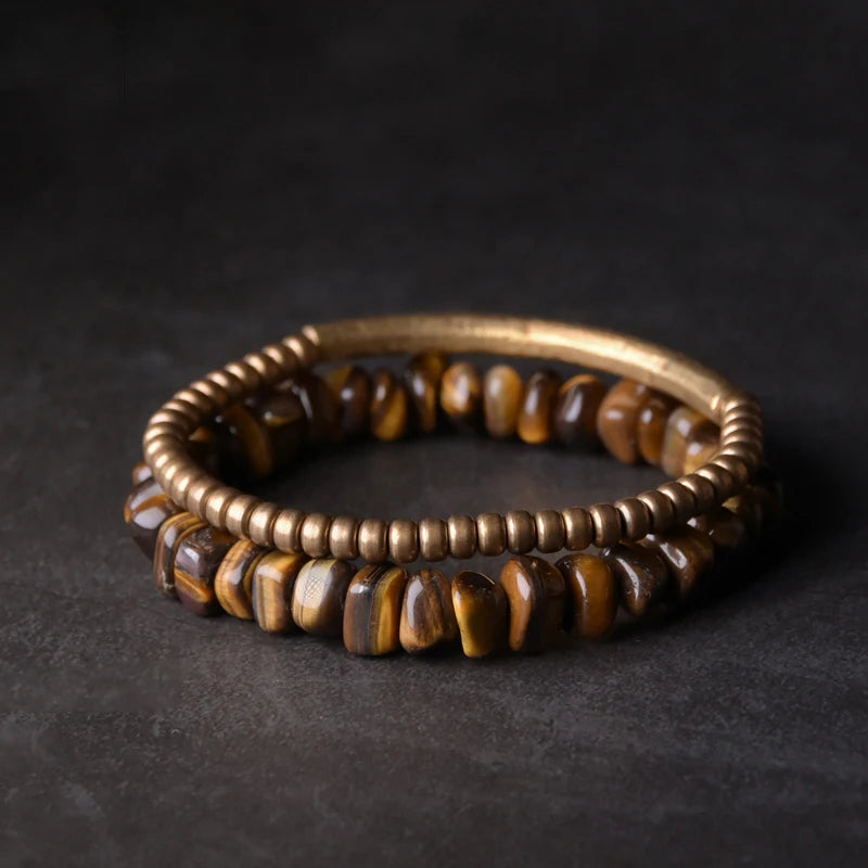 TigerLux - Bracelete de Olho de Tigre e Cobre Premium