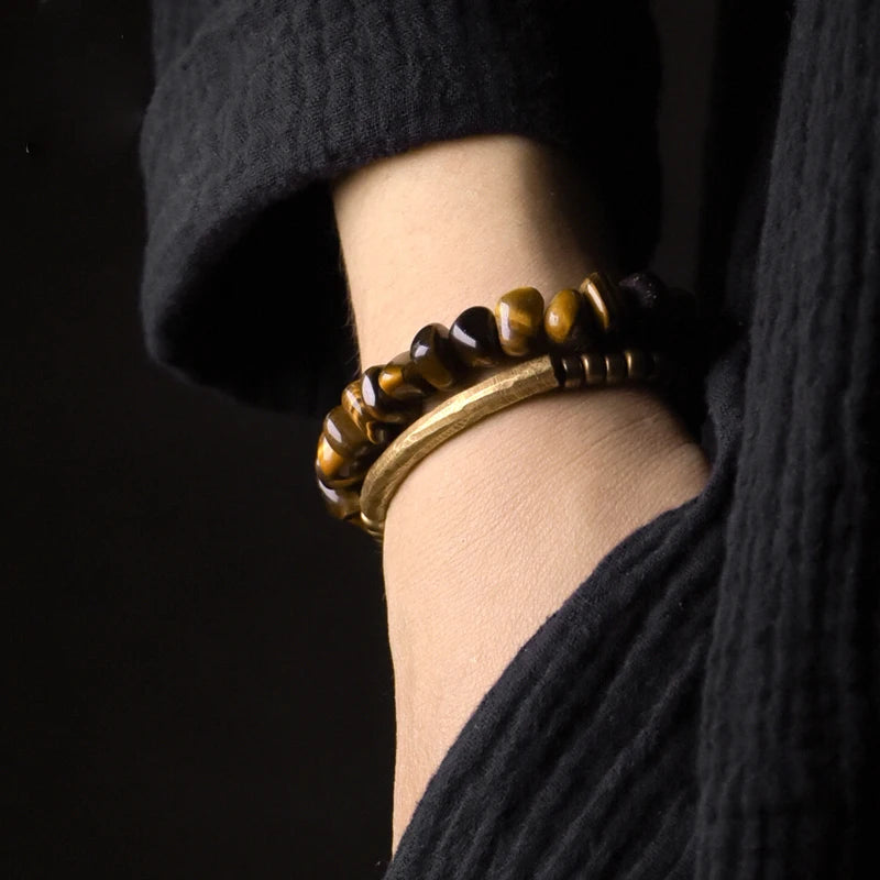 TigerLux - Bracelete de Olho de Tigre e Cobre Premium