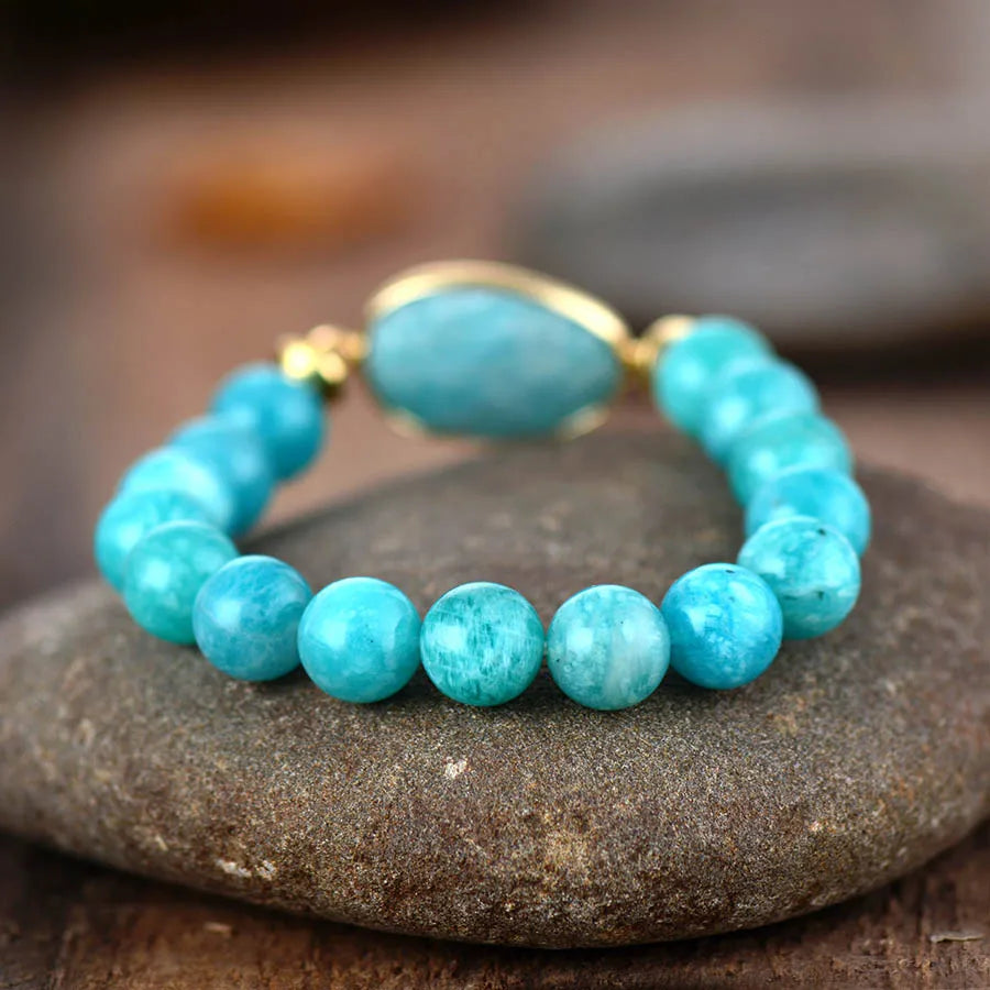 NefertariFlow™ - Bracelete Sagrado de Amazonita | Desperte Sua Deusa Interior