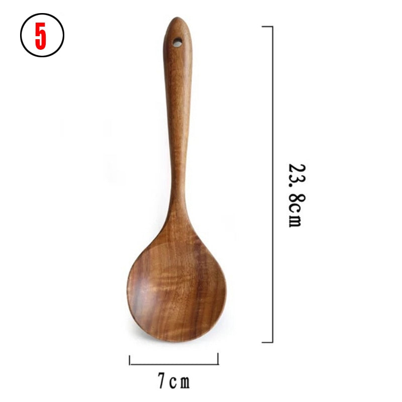 Juego de cucharas de madera tailandesas