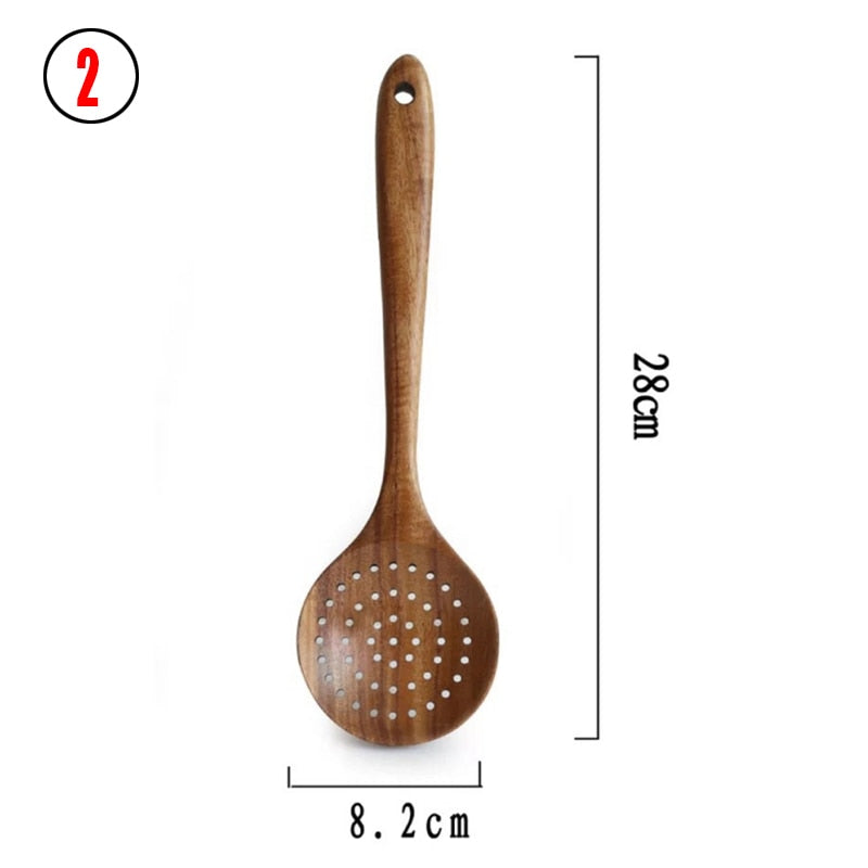 Juego de cucharas de madera tailandesas